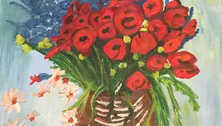 oil painting by nancy burgess to represent poppies of van gogh