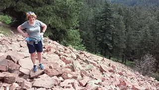 Nancy Burgess near the top of the flat irons in Boulder Colorado
